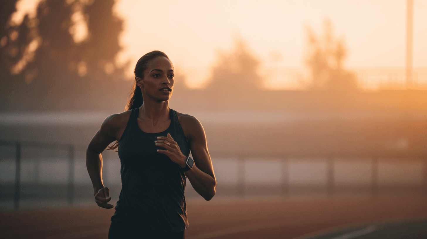 Person running outdoors: cardiovascular health and lipid testing