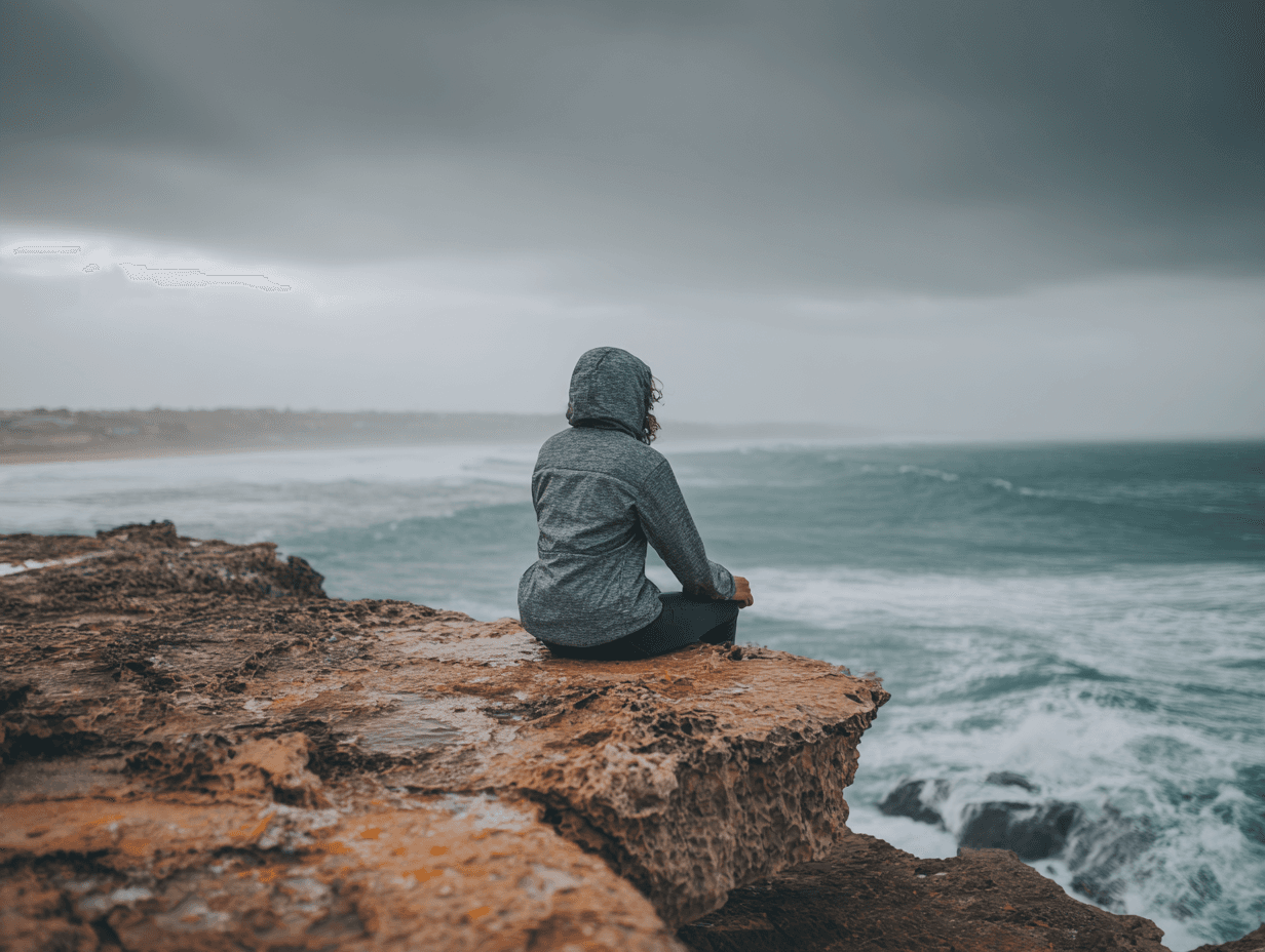 Person standing on a coastal cliff in natural light, representing proactive health monitoring with a UEC blood test