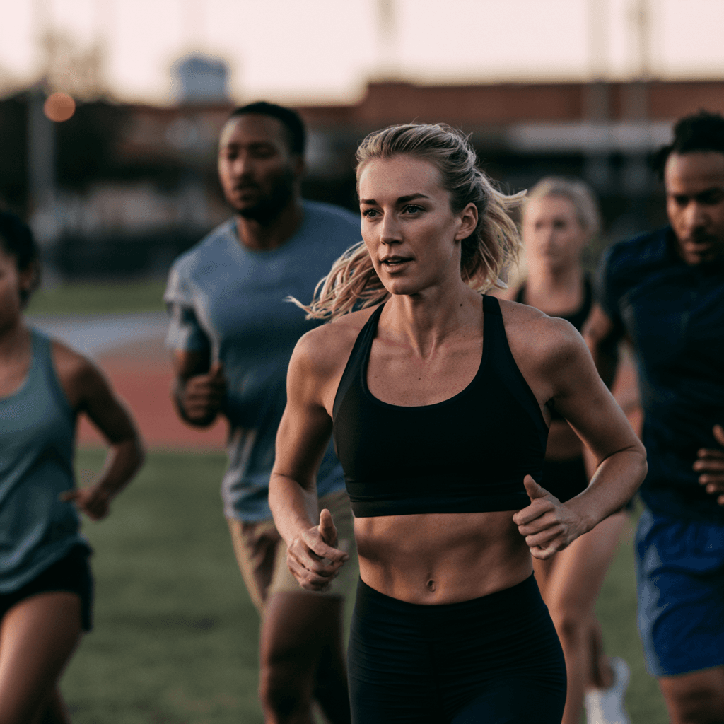 Runner checking performance metrics after training session