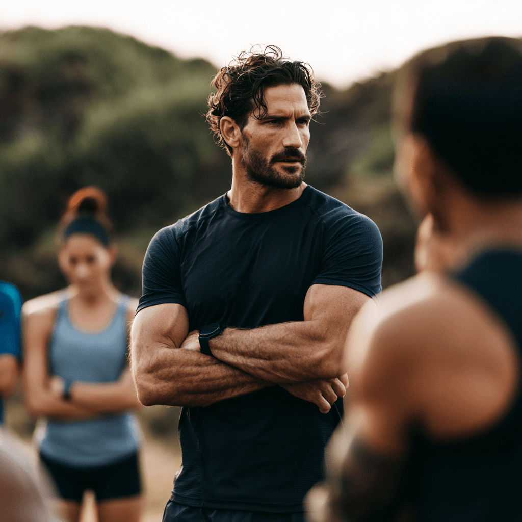 Athlete reviewing hormone levels with wellness data on screen